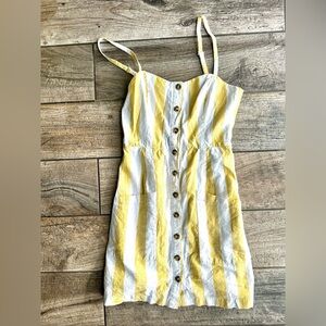 Forever 21 Girl's Yellow & White Stripe Cotton Summer Beach Dress Sz S